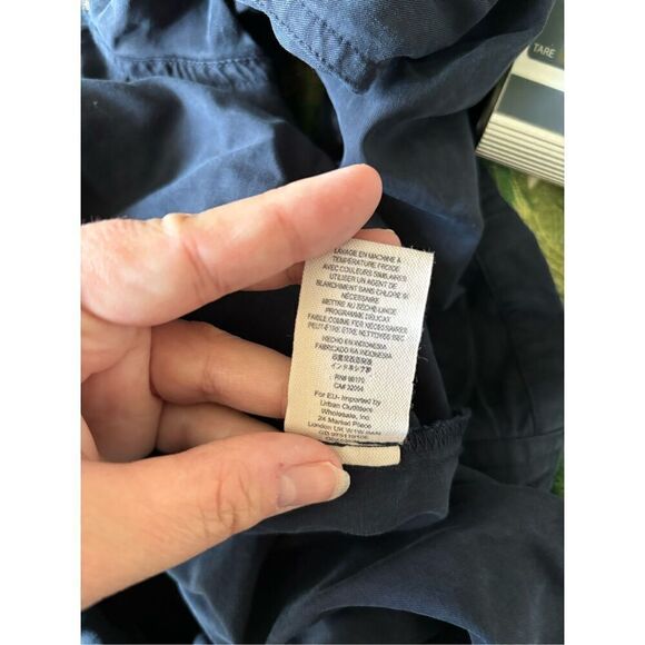 Free People navy blue off campus metallic detail button down long sleeve size sm - Picture 3 of 10